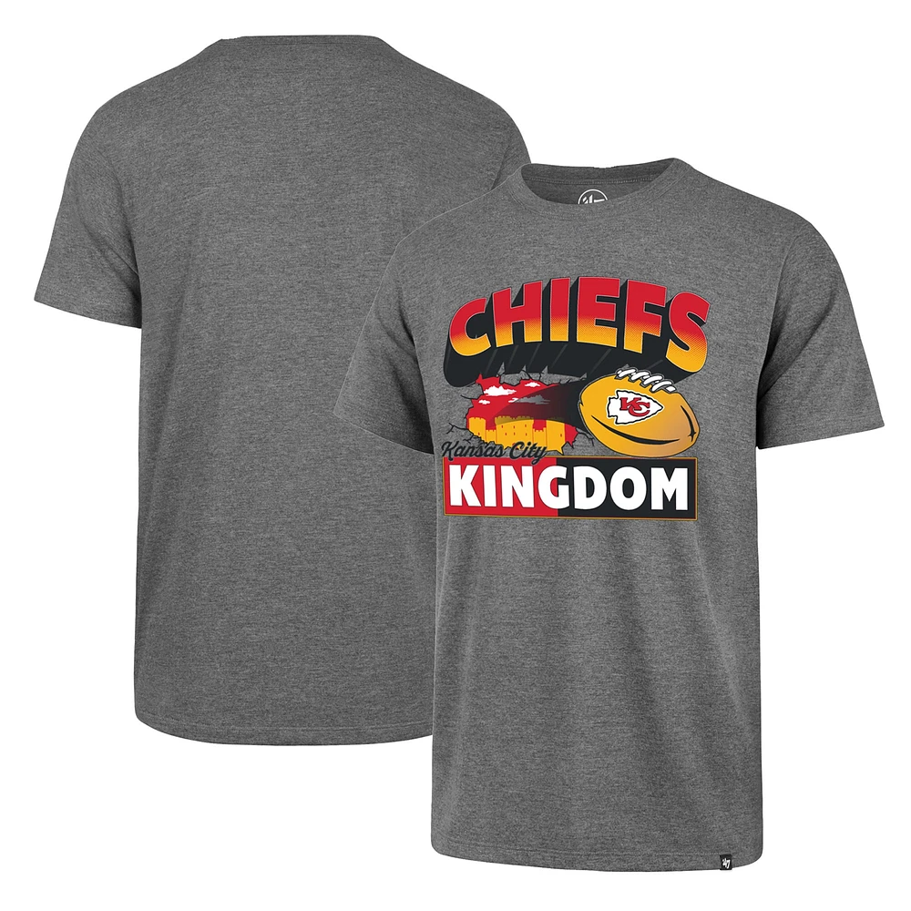 Men's '47 Heather Gray Kansas City Chiefs Kingdom Super Rival T-Shirt