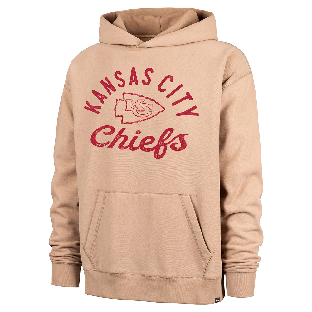 Men's '47  Khaki Kansas City Chiefs Dusted Bowline River Pullover Hoodie