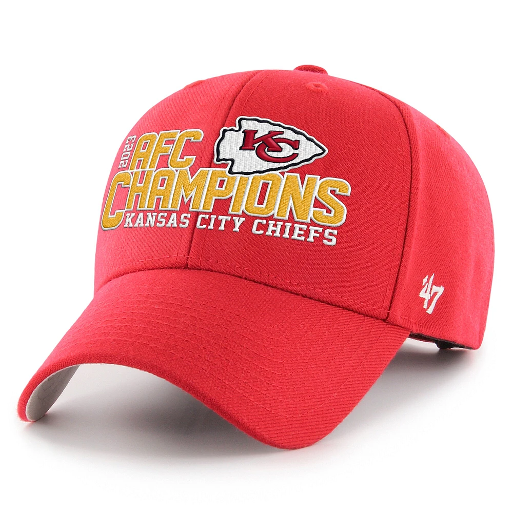 Casquette réglable '47 rouge Kansas City Chiefs 2023 AFC Champions MVP pour hommes