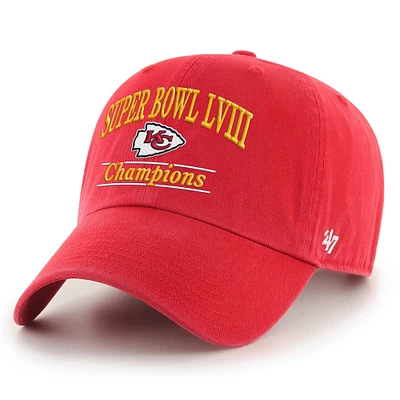 Men's '47  Red Kansas City Chiefs Super Bowl LVIII Champions Clean Up Adjustable Hat