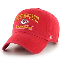 Men's '47  Red Kansas City Chiefs Super Bowl LVIII Champions Clean Up Adjustable Hat
