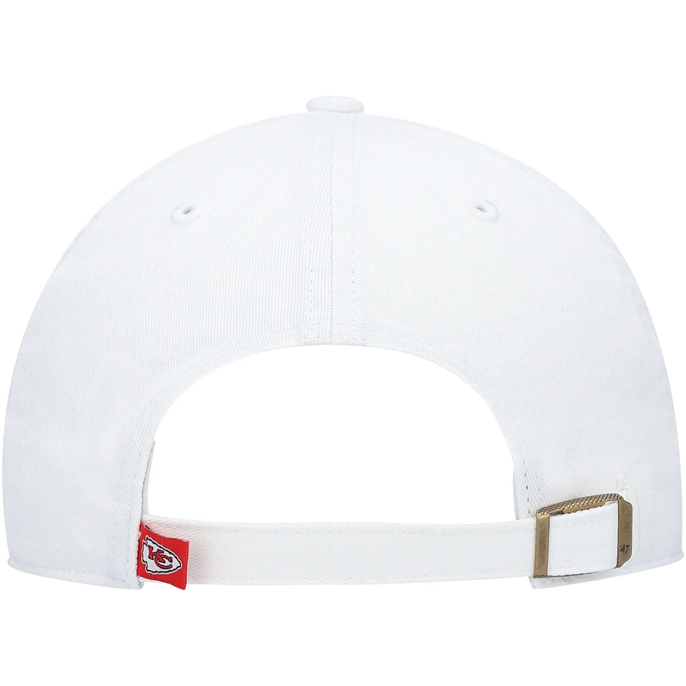 Men's '47 White Kansas City Chiefs Logo Clean Up Adjustable Hat