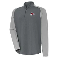 Men's Antigua Heather Charcoal/Gray Kansas City Chiefs Dauntless Quarter-Zip Top