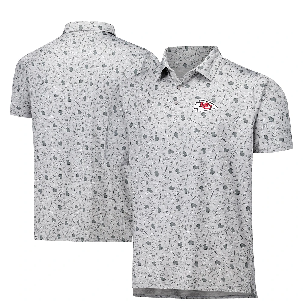 Polo Releless Antigua Heather Grey pour homme des Kansas City Chiefs