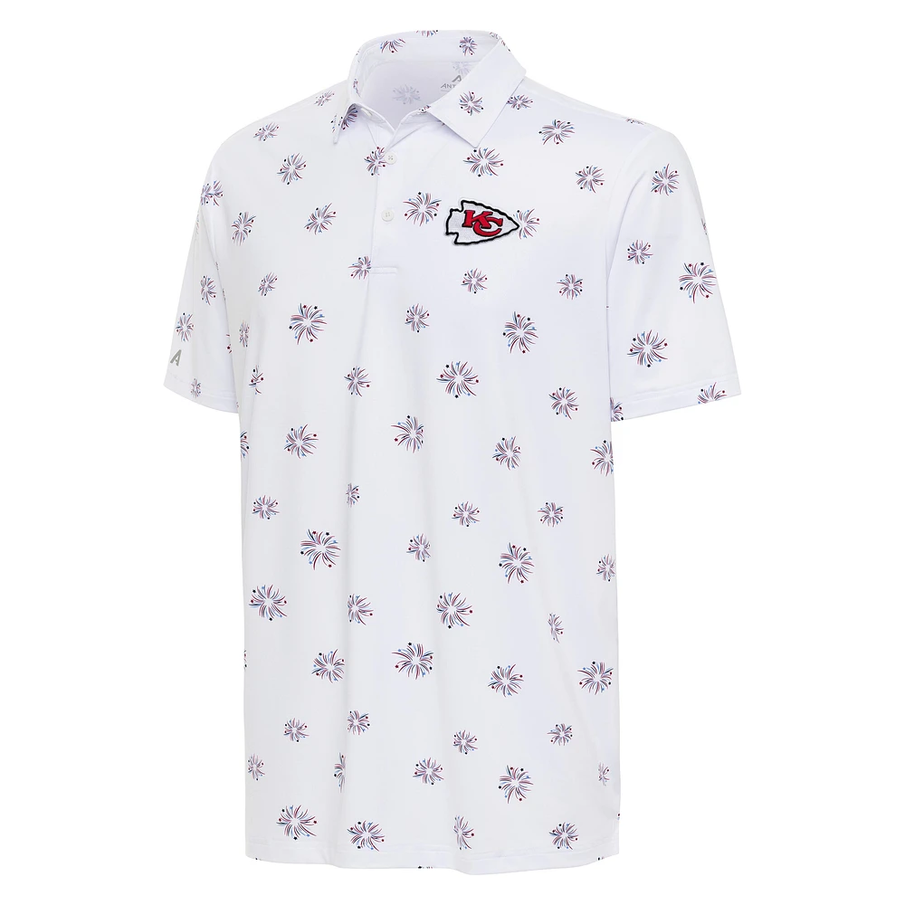 Men's Antigua White Kansas City Chiefs Fireworks Polo