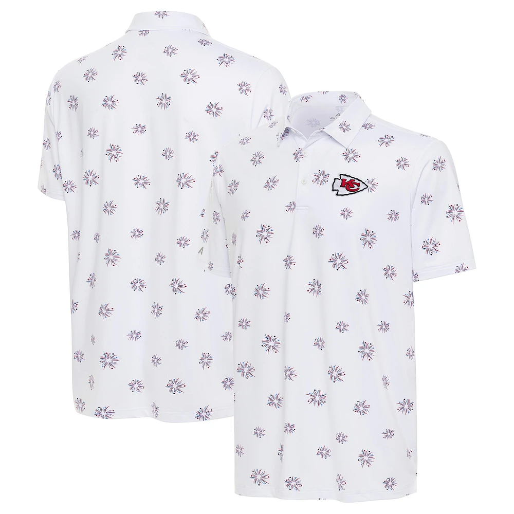 Men's Antigua White Kansas City Chiefs Fireworks Polo