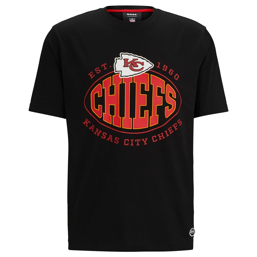 T-shirt noir BOSS X NFL Kansas City Chiefs Trap pour hommes