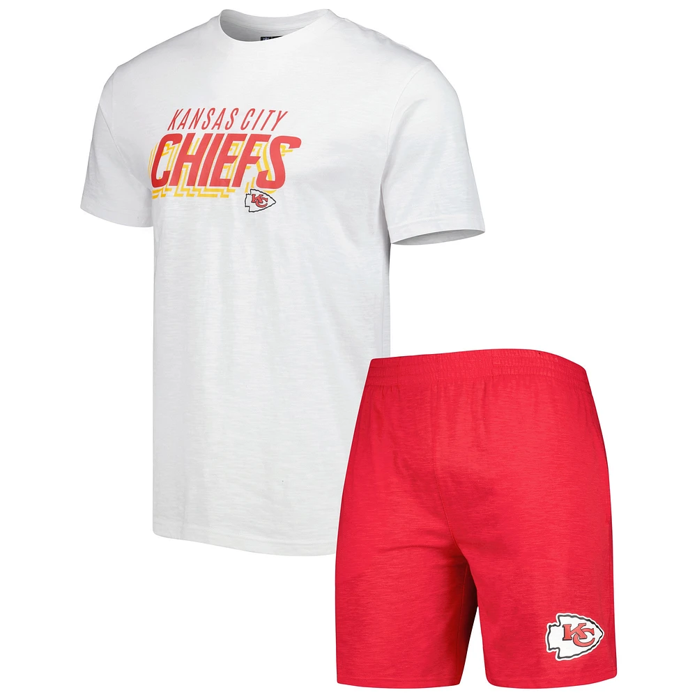 Ensemble de nuit T-shirt et short Downfield Kansas City Chiefs Concepts Sport rouge/blanc pour homme