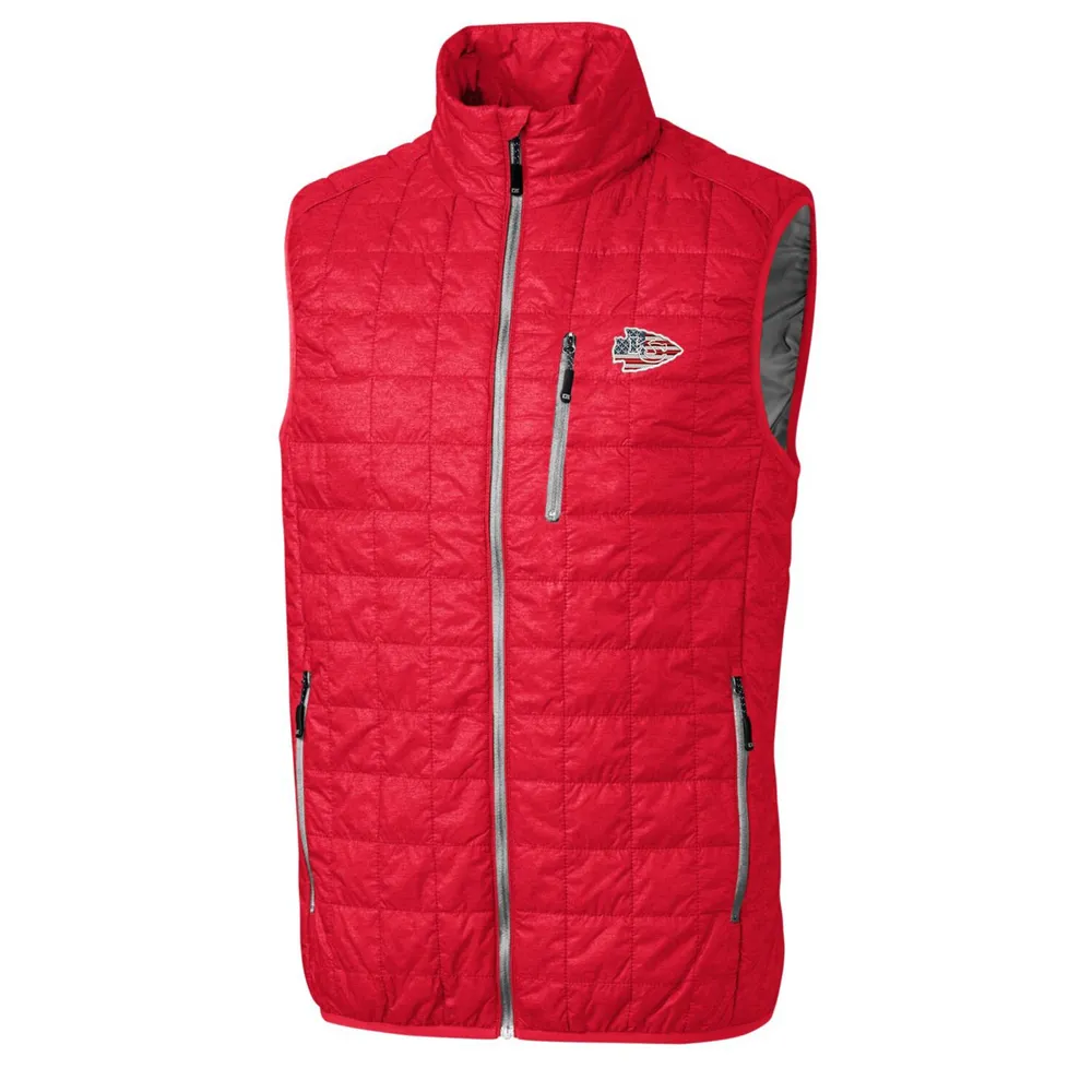 Women's Cutter & Buck Silver Philadelphia Eagles Helmet Logo Rainier PrimaLoft Eco Insulated Full-Zip Puffer Vest Size: Medium