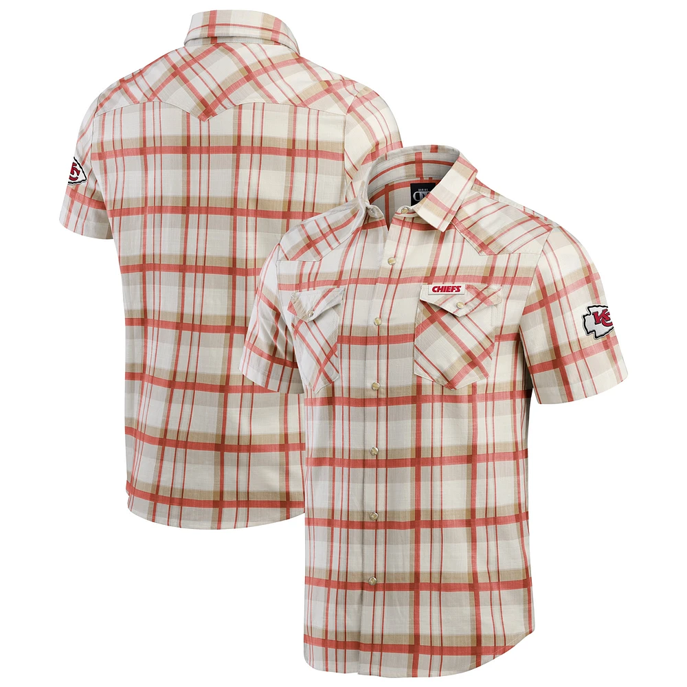 Men's Darius Rucker Collection by Fanatics Red Kansas City Chiefs Plaid Full-Snap Shirt