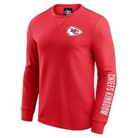 T-shirt à manches longues en tricot gaufré délavé pour homme de la collection Darius Rucker par Fanatics, rouge, Kansas City Chiefs