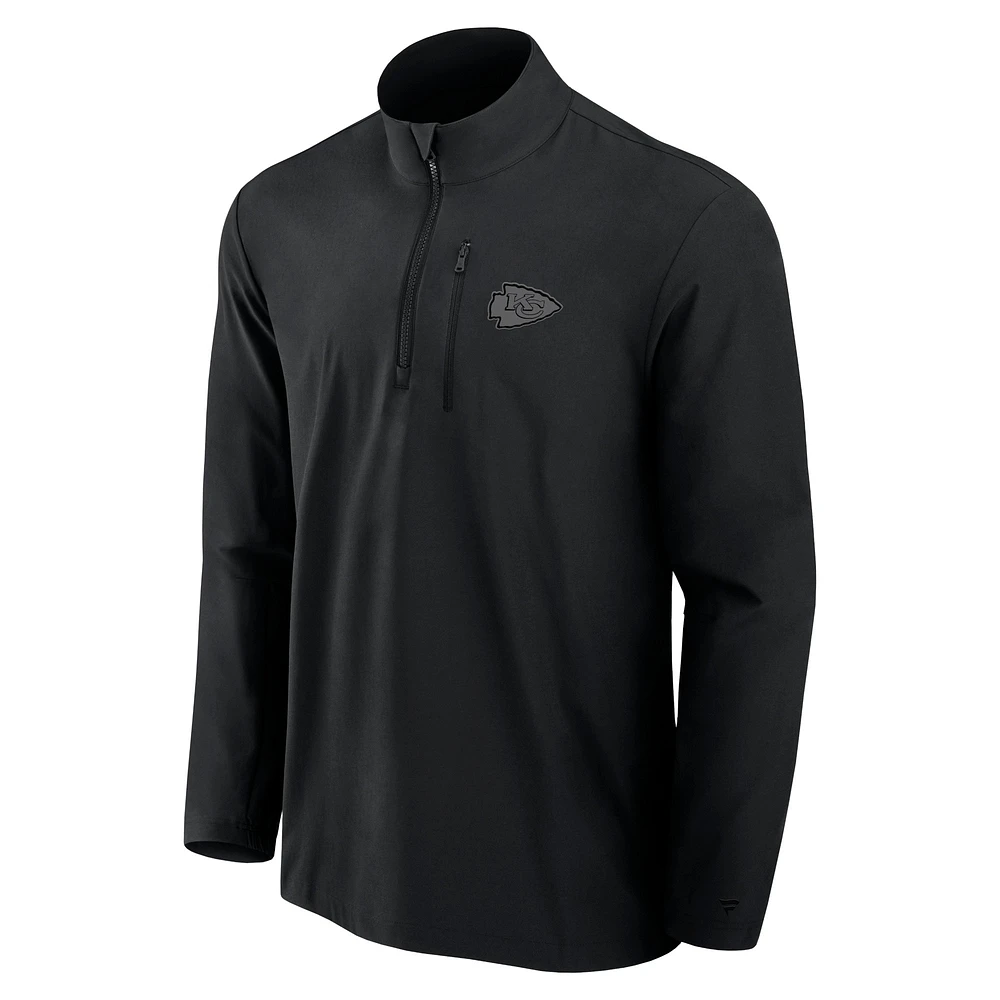 Men's Fanatics Black Kansas City Chiefs Front Office Woven Quarter-Zip Jacket