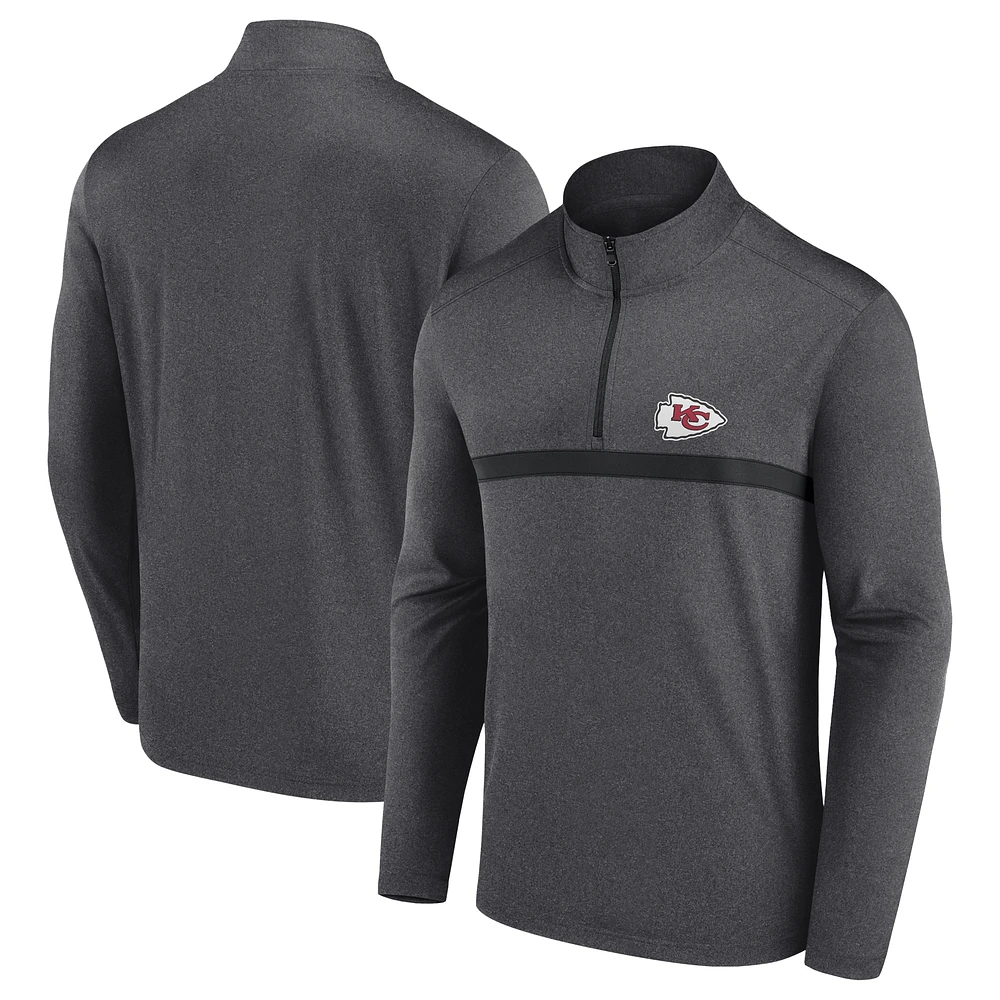 Men's Fanatics  Charcoal Kansas City Chiefs Head-to-Head Quarter-Zip Pullover