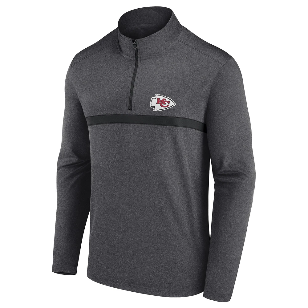 Men's Fanatics  Charcoal Kansas City Chiefs Head-to-Head Quarter-Zip Pullover