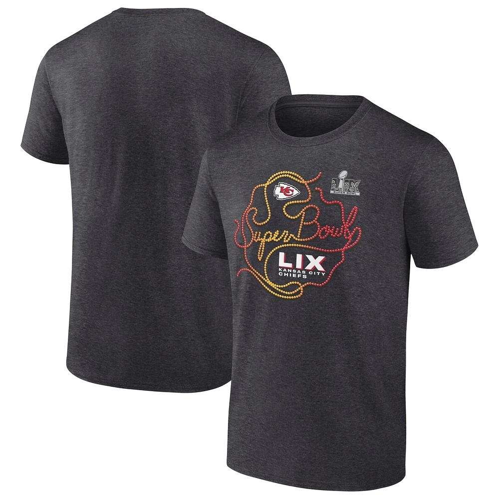 Men's Fanatics  Heather Charcoal Kansas City Chiefs Super Bowl LIX Local T-Shirt