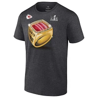 Fanatics Heather Charcoal pour hommes Kansas City Chiefs Super Bowl LVIII Champions Ring Big & Tall T-shirt