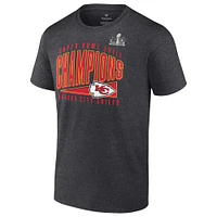 Men's Fanatics Heather Charcoal Kansas City Chiefs Super Bowl LVIII Champions Roster T-Shirt