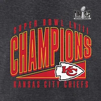 Men's Fanatics Heather Charcoal Kansas City Chiefs Super Bowl LVIII Champions Roster T-Shirt