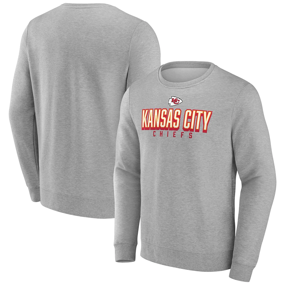 Men's Fanatics Heather Gray Kansas City Chiefs Bold Move Pullover Sweatshirt