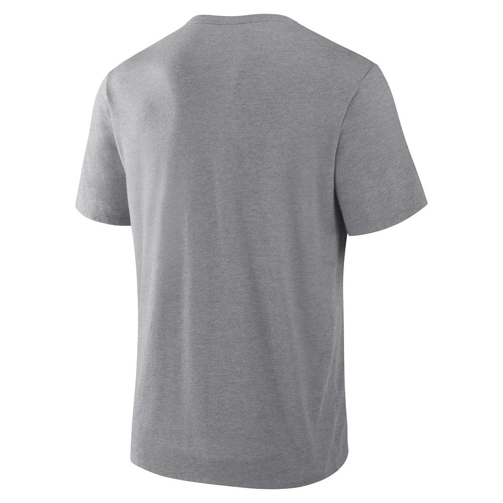 Men's Fanatics Heather Gray Kansas City Chiefs First Down Tribute Tri-Blend T-Shirt