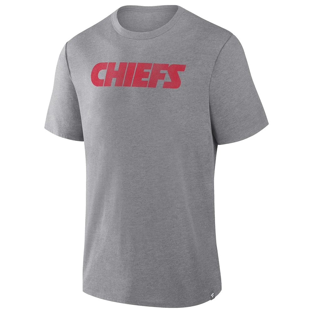 Men's Fanatics Heather Gray Kansas City Chiefs Pass Rush Tri-Blend T-Shirt