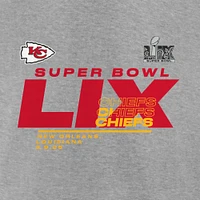 Men's Fanatics  Heather Gray Kansas City Chiefs Super Bowl LIX Big & Tall Quick Pass Long Sleeve T-Shirt