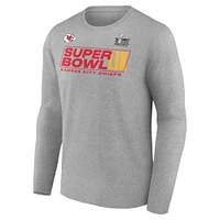 Men's Fanatics  Heather Gray Kansas City Chiefs Super Bowl LIX Big & Tall Roster Long Sleeve T-Shirt