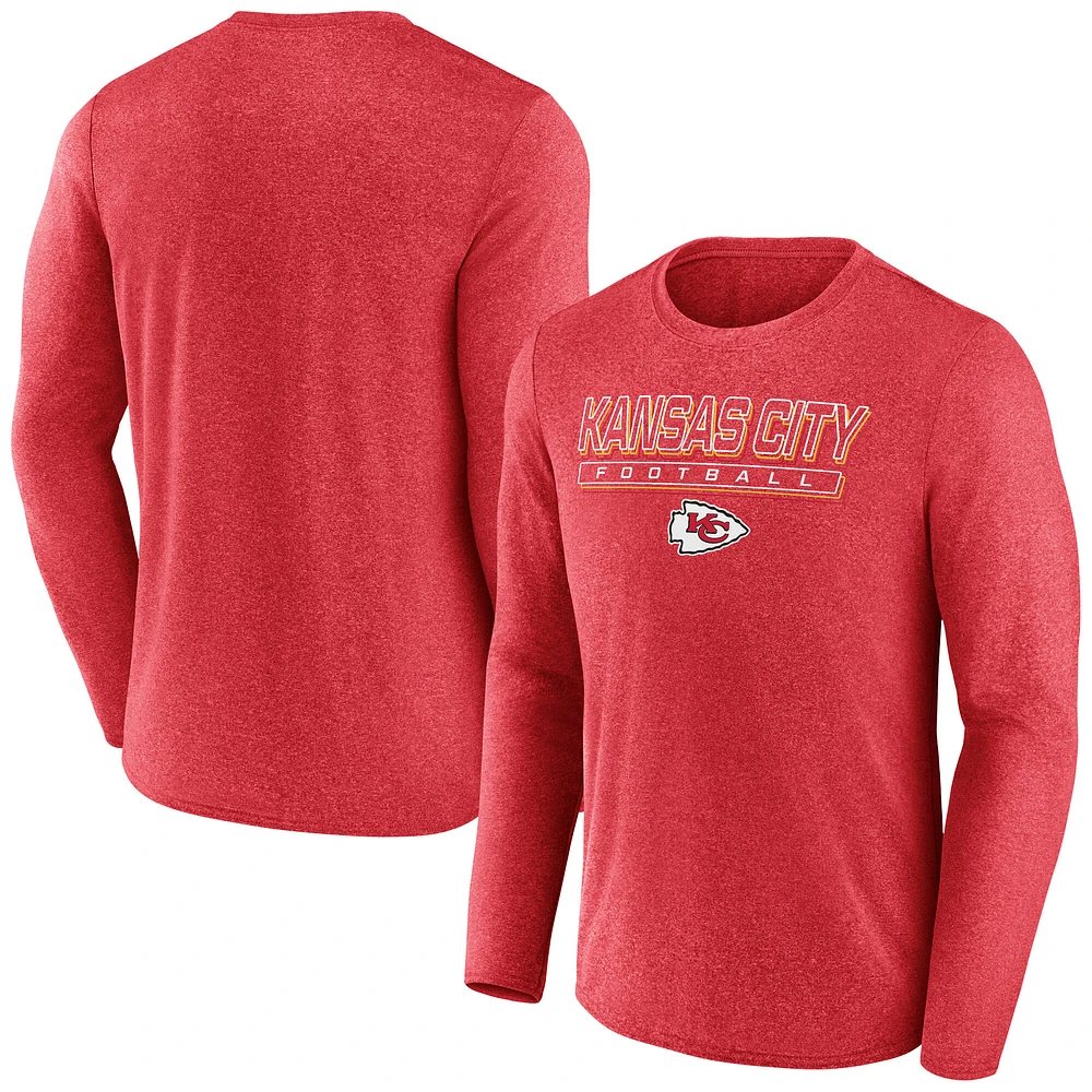 Men's Fanatics  Heather Red Kansas City Chiefs Fundamentals Long Sleeve T-Shirt