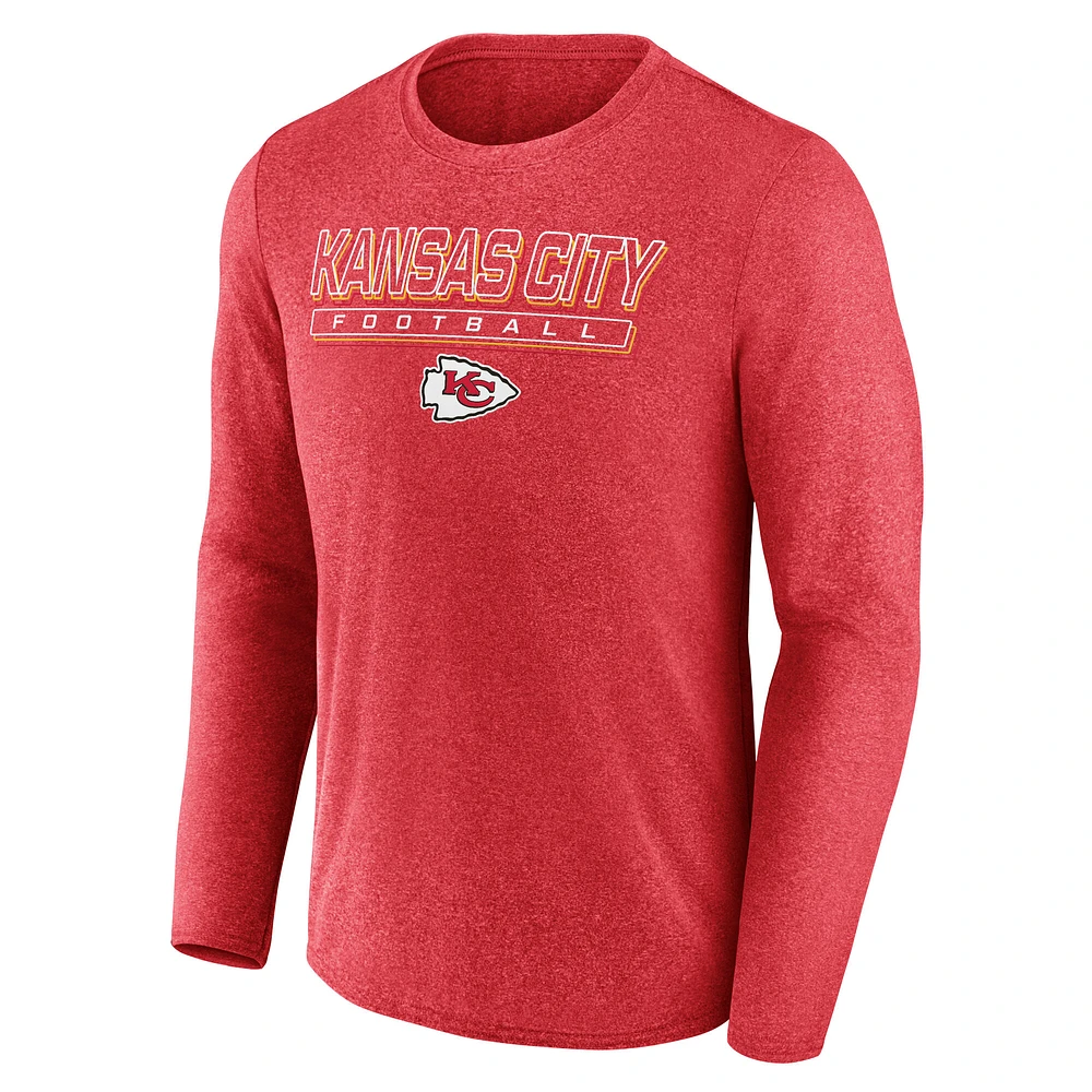 Men's Fanatics  Heather Red Kansas City Chiefs Fundamentals Long Sleeve T-Shirt