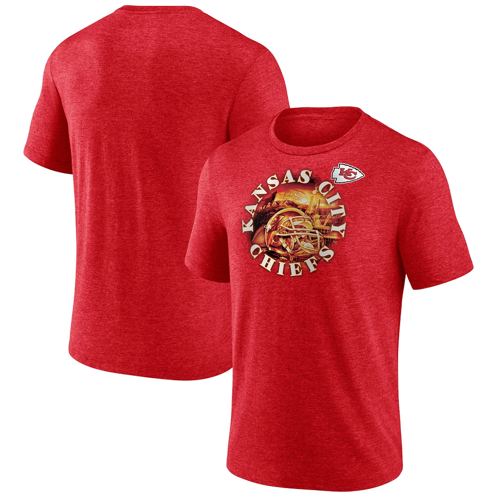 Men's Fanatics Heathered Red Kansas City Chiefs Sporting Chance Tri-Blend T-Shirt