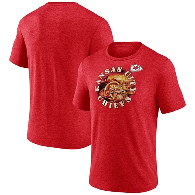 Men's Fanatics Heathered Red Kansas City Chiefs Sporting Chance Tri-Blend T-Shirt