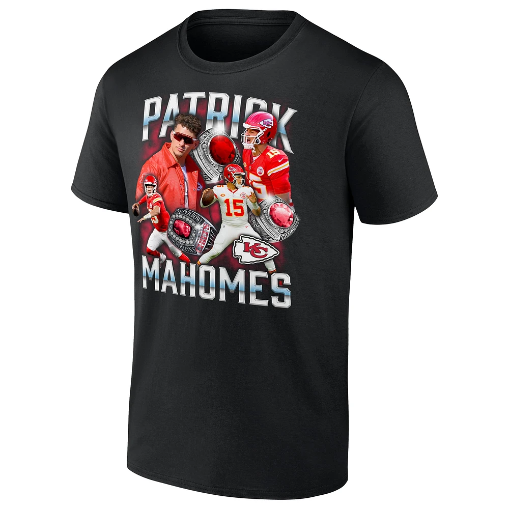 T-shirt graphique fanatiques pour hommes Patrick Mahomes Black Kansas City Chiefs Notorious Player