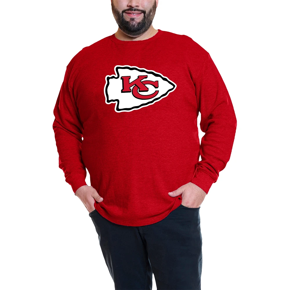 T-shirt à manches longues gaufré thermique Fanatics Patrick Mahomes pour hommes, rouge, Kansas City Chiefs Big & Tall