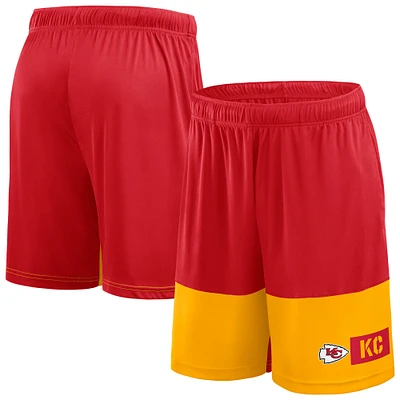 Short de sport Fanatics rouge/or Kansas City Chiefs pour homme, taille grande et grande, idéal les performances