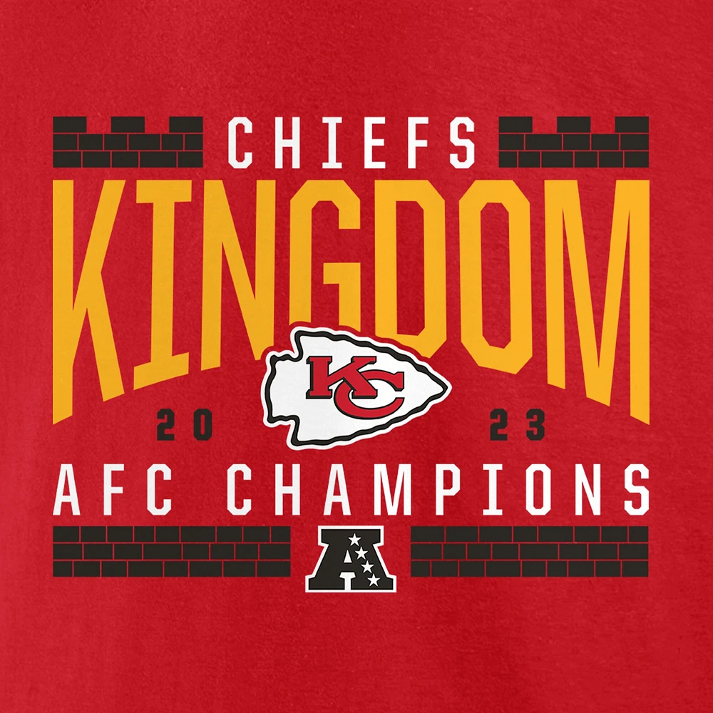 T-shirt rouge de marque fanatiques pour hommes Kansas City Chiefs 2023 AFC Champions Hometown Not Done