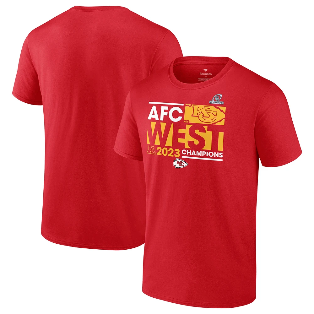 Men's Fanatics Red Kansas City Chiefs 2023 AFC West Division Champions Conquer T-Shirt