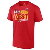 T-shirt rouge Fanatics pour hommes des Chiefs de Kansas City 2023 AFC West Division Champions Conquer