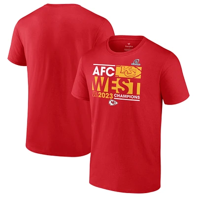 T-shirt rouge Fanatics pour hommes des Chiefs de Kansas City 2023 AFC West Division Champions Conquer