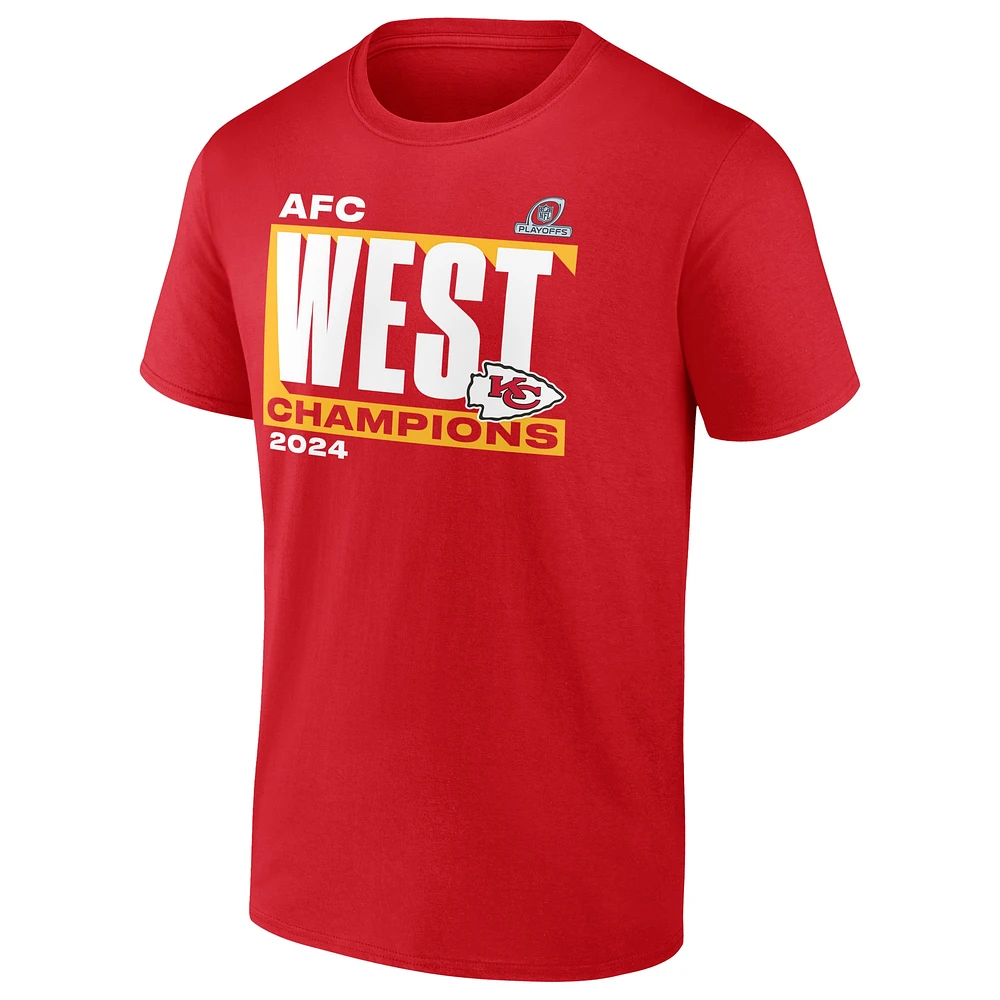 T-shirt Fanatics Red Kansas City Chiefs 2024 AFC West Division Champions Big & Tall Conquer pour hommes