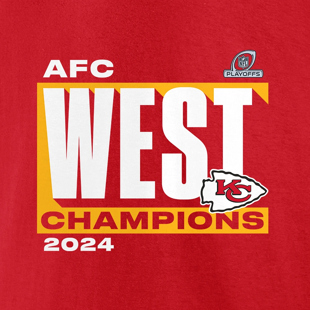 T-shirt rouge fanatiques pour hommes Kansas City Chiefs 2024 AFC West Division Champions Conquer