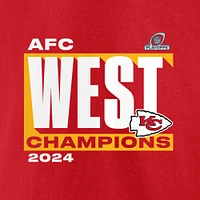 T-shirt rouge fanatiques pour hommes Kansas City Chiefs 2024 AFC West Division Champions Conquer