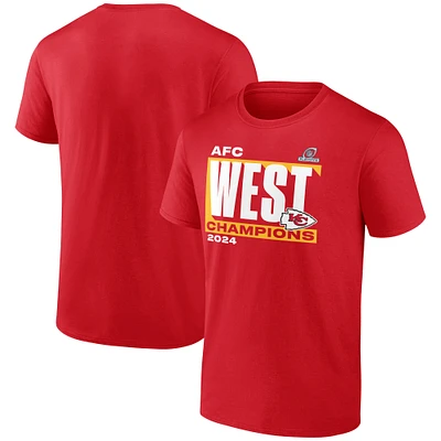 T-shirt rouge fanatiques pour hommes Kansas City Chiefs 2024 AFC West Division Champions Conquer