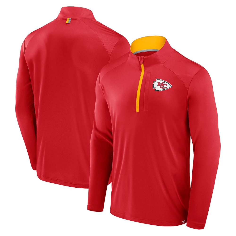 Veste à manches longues et fermeture éclair quart de tour pour homme Fanatics Red Kansas City Chiefs Defender