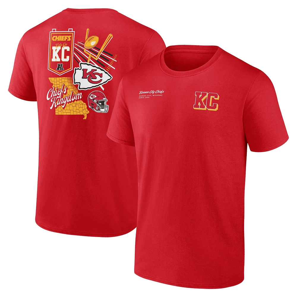 T-shirt rouge Fanatics Kansas City Chiefs Split Zone pour hommes