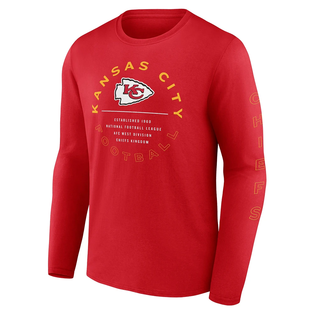 T-shirt rouge à manches longues Fanatics Kansas City Chiefs Stat Sheet pour hommes