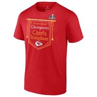 T-shirt rouge Fanatics pour hommes des Chiefs de Kansas City Super Bowl LVIII Champions la ville natale sur le dessus