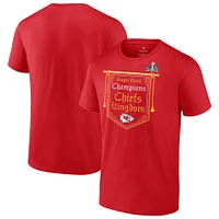 T-shirt rouge Fanatics pour hommes des Chiefs de Kansas City Super Bowl LVIII Champions la ville natale sur le dessus