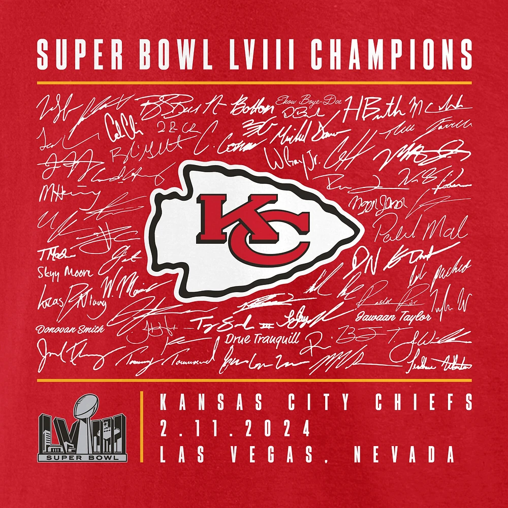 T-shirt rouge avec signature d'autographes Fanatics pour hommes des Chiefs du Super Bowl LVIII