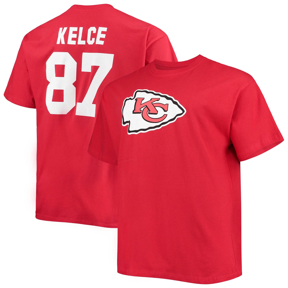 Men's Fanatics Travis Kelce Red Kansas City Chiefs Big & Tall Player Name Number T-Shirt