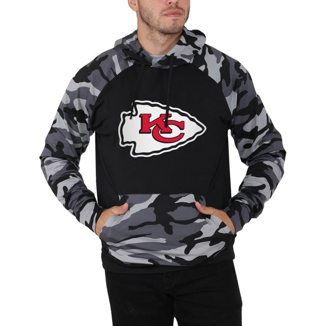 Raglan des Chiefs de Kansas City FOCO noir/camouflage pour homme - Chandail à capuchon